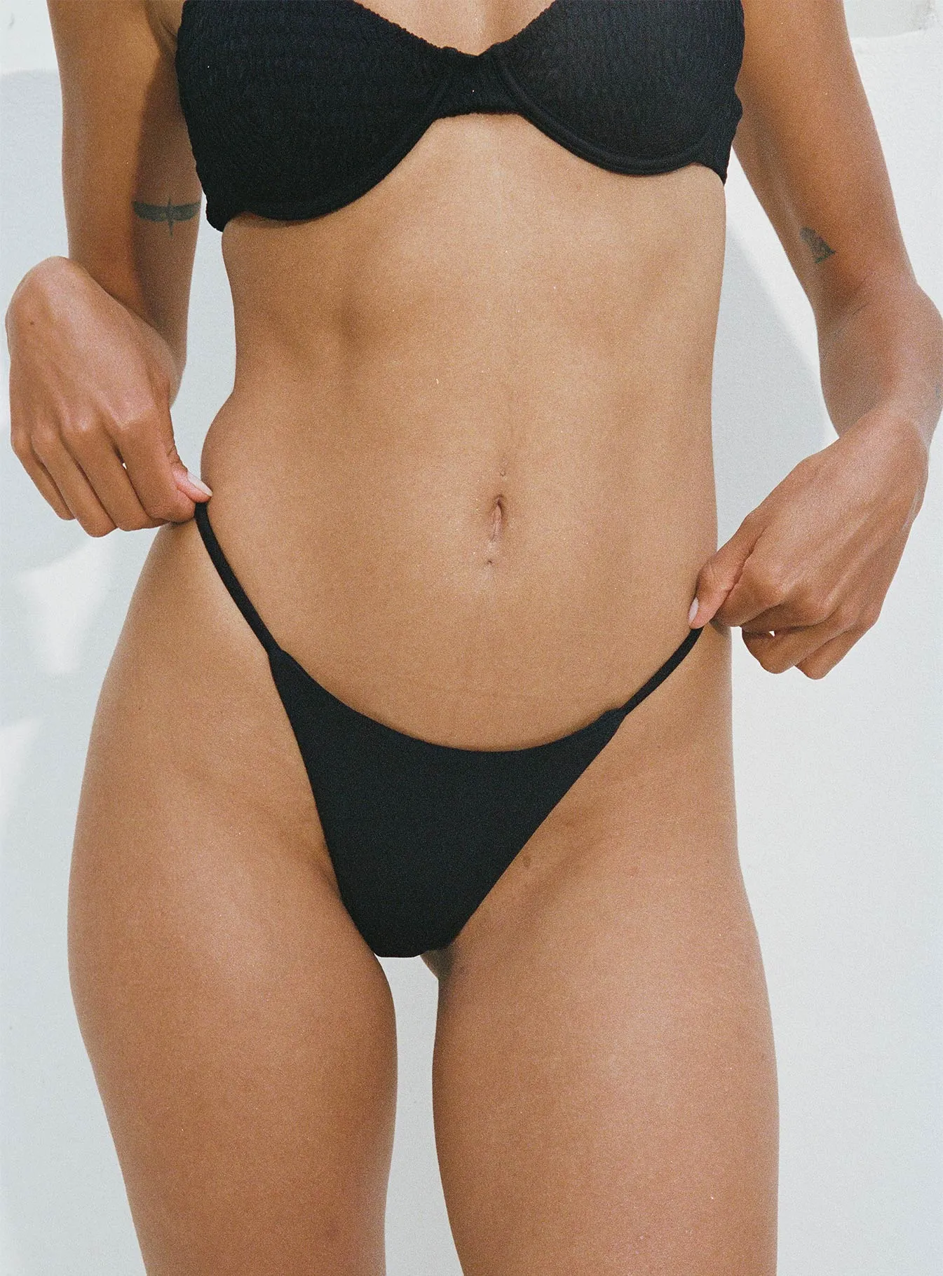 Tali String Bikini Bottoms Black Low Profile Padding