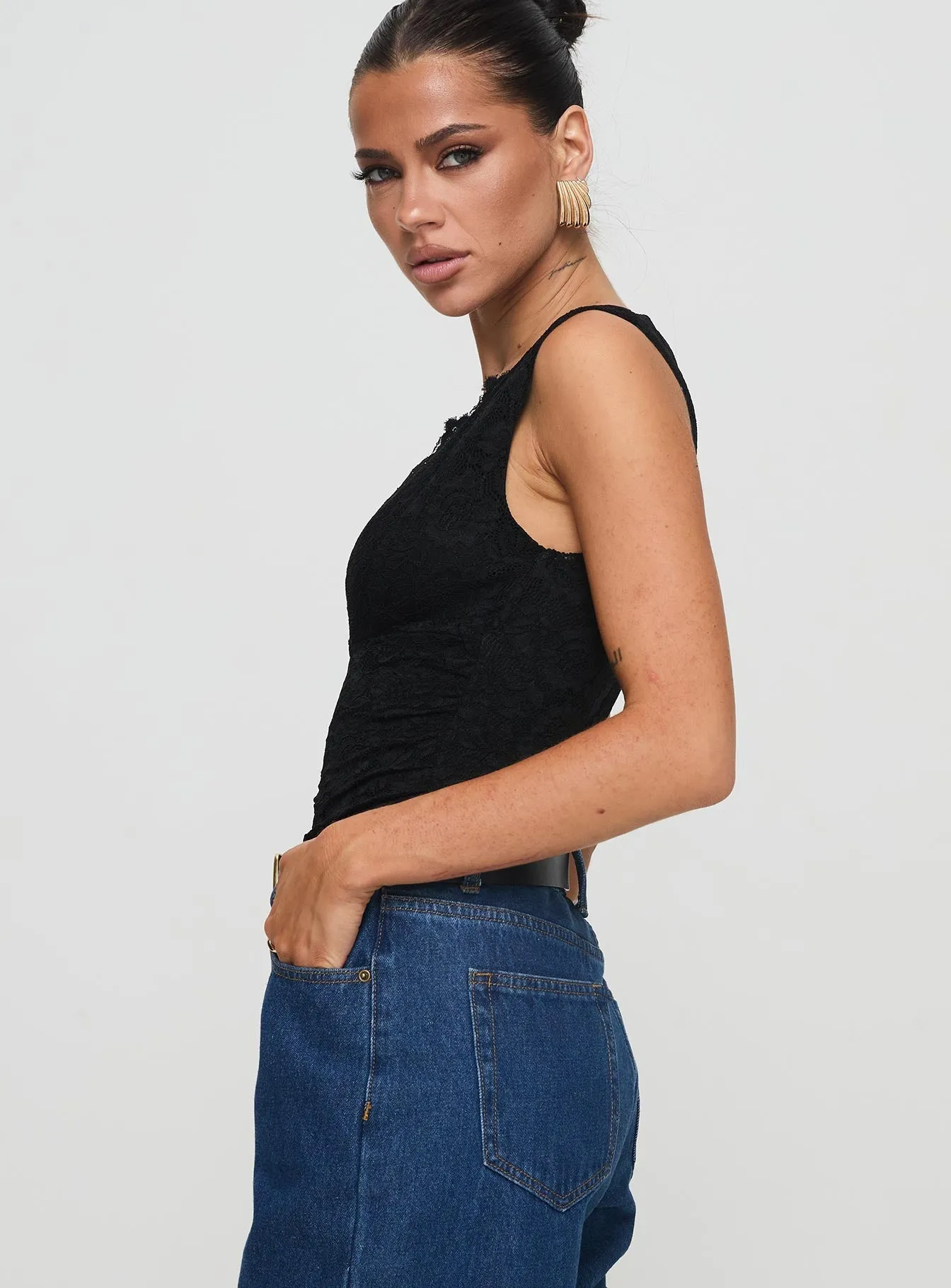 Date Stylish Date Night Lace Bodysuit Black
