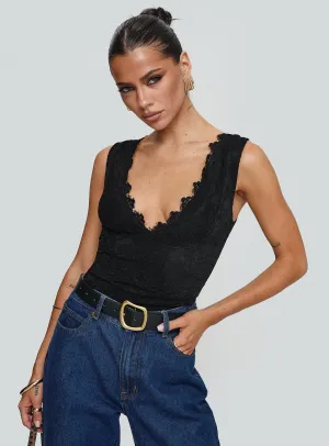 Date Night Lace Bodysuit Black Flexible Bold