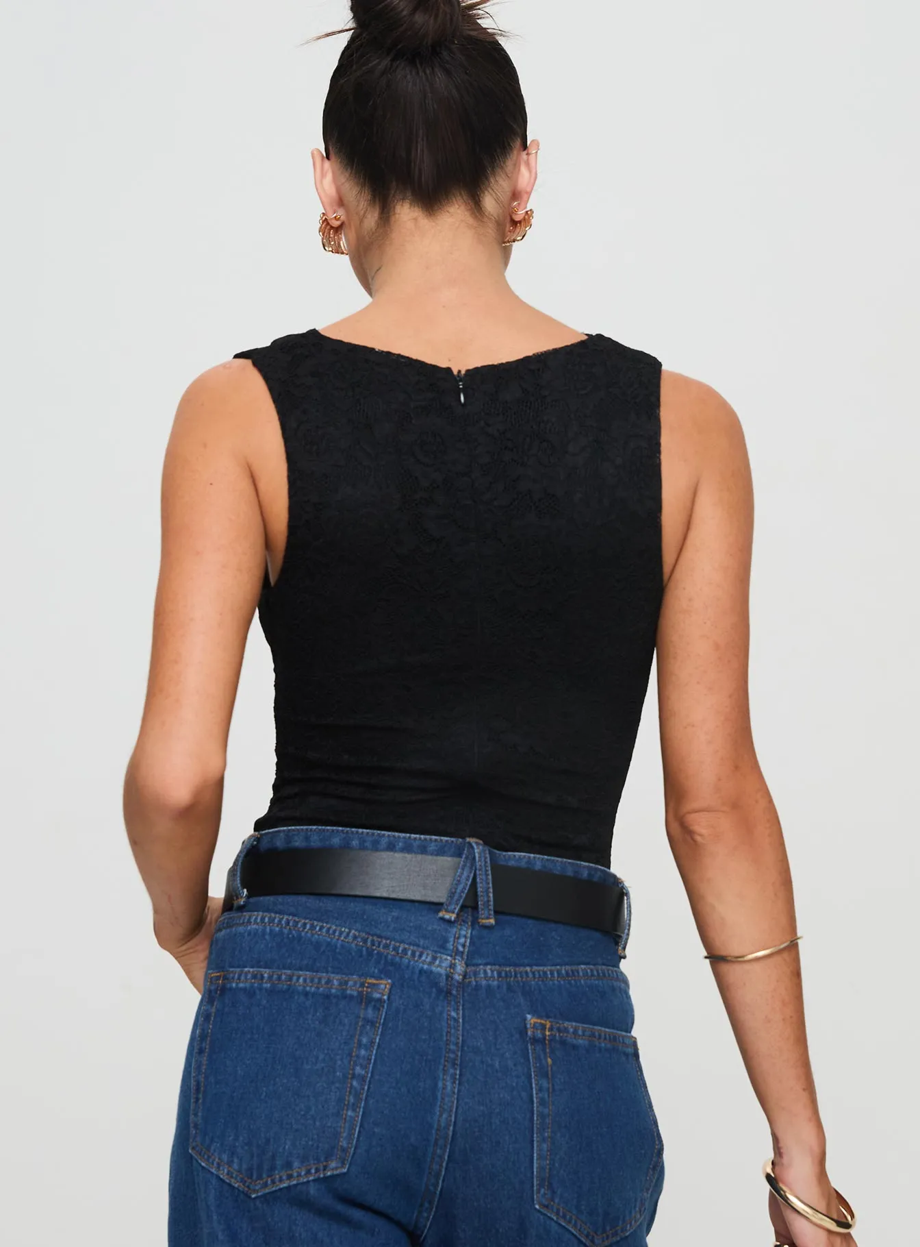 Holiday Worker Date Night Lace Bodysuit Black