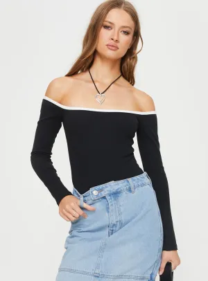 Jacinto Off The Shoulder Bodysuit Black Night Club