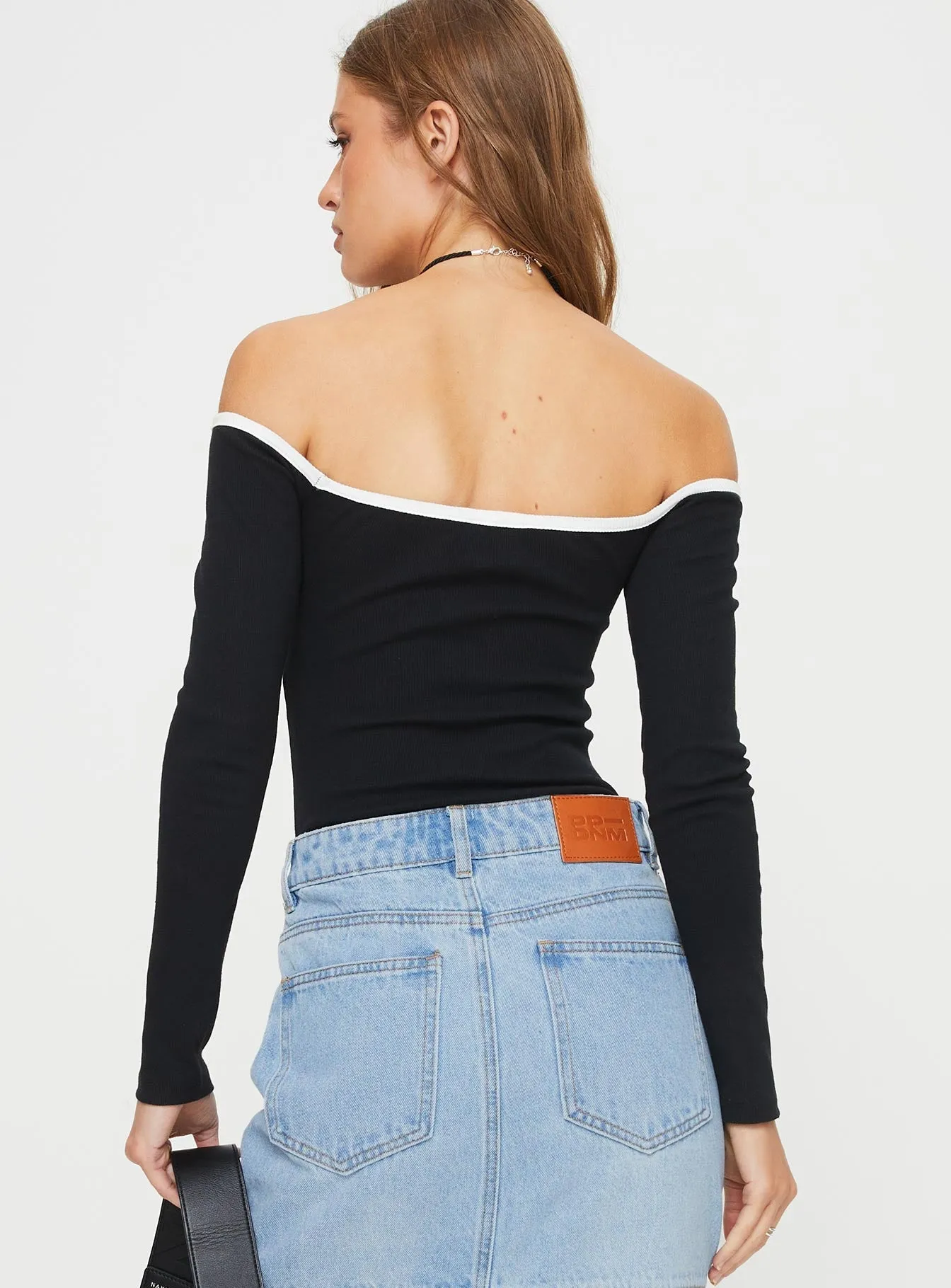 Jacinto Off The Shoulder Bodysuit Black Casual Elegant