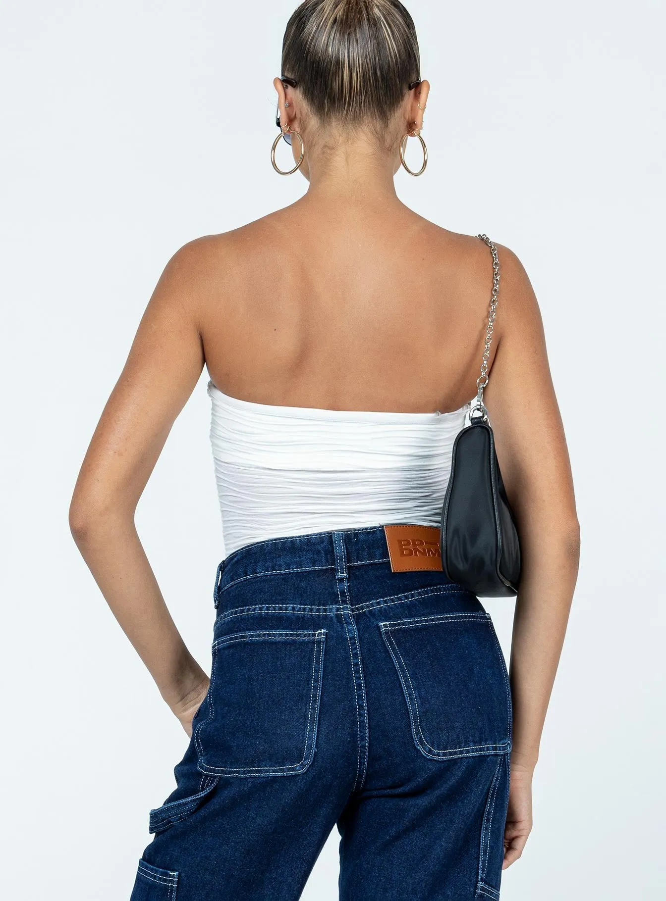 Relaxed Basic Cool Singer Makena Strapless Bodysuit White