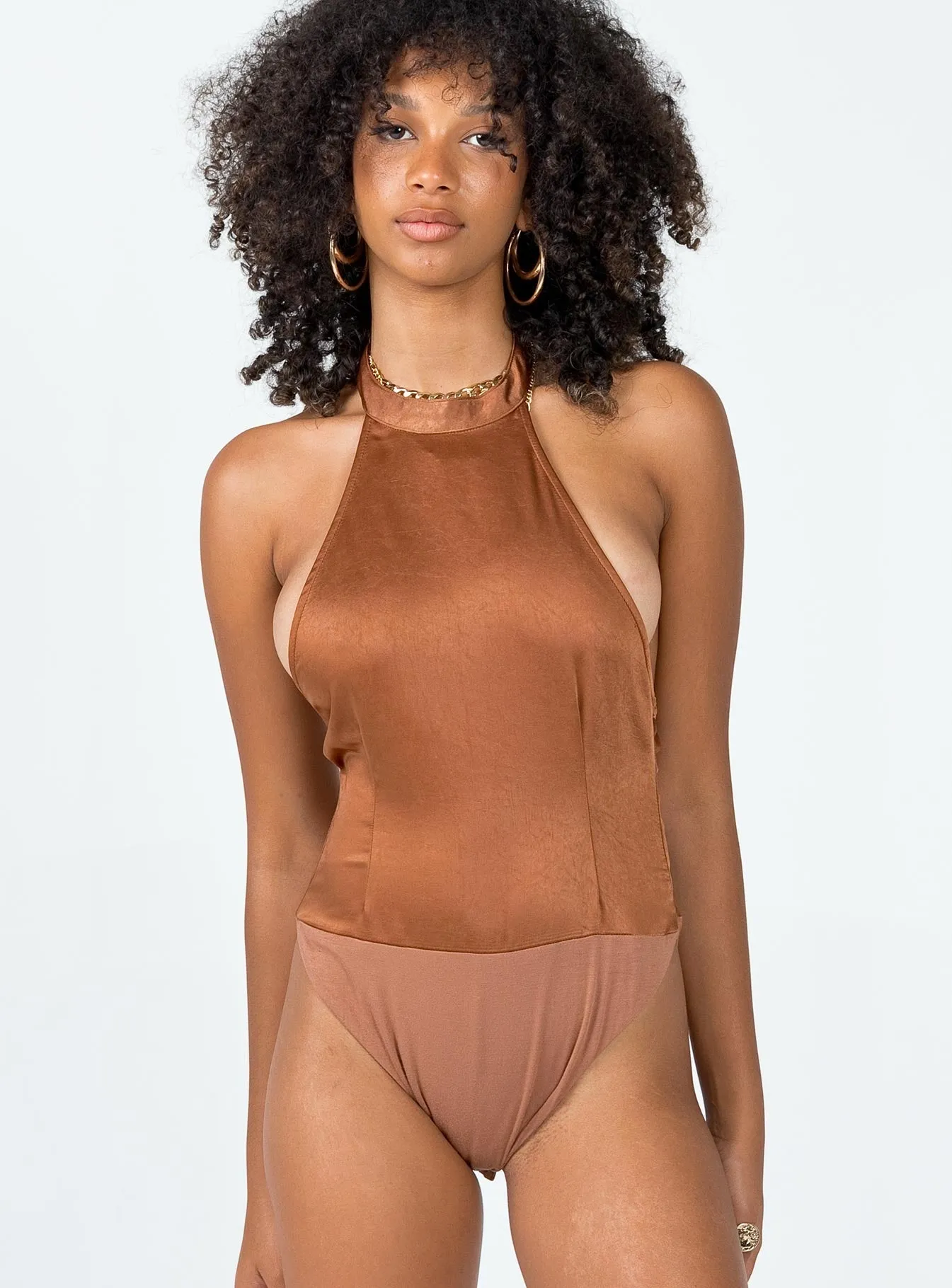 Stanley Bodysuit Brown Luxury Slim Sharp Guest