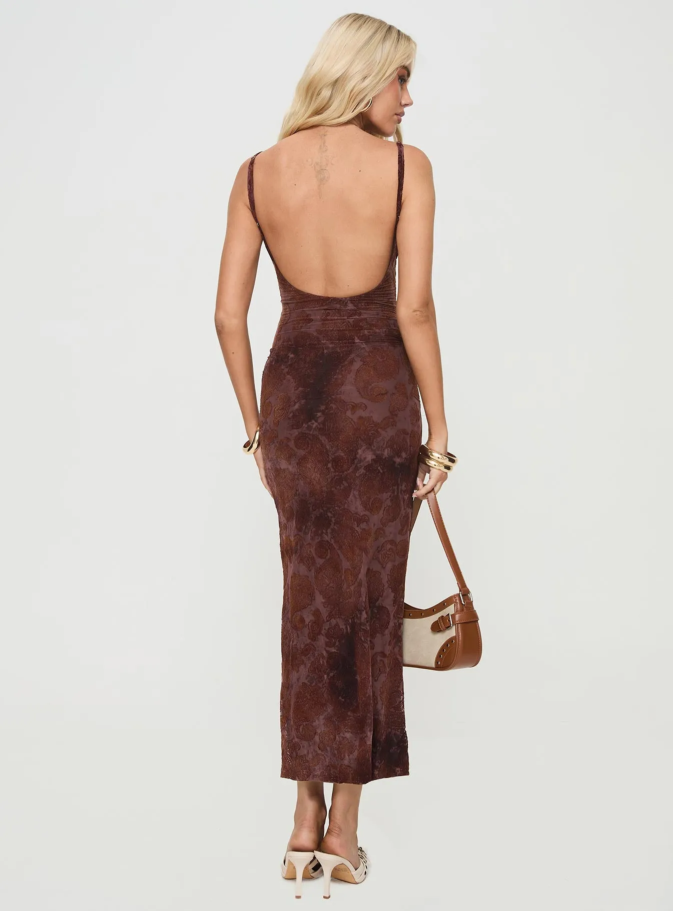 Canvas Glow Playful floral print gown Knox Maxi Dress Chocolate