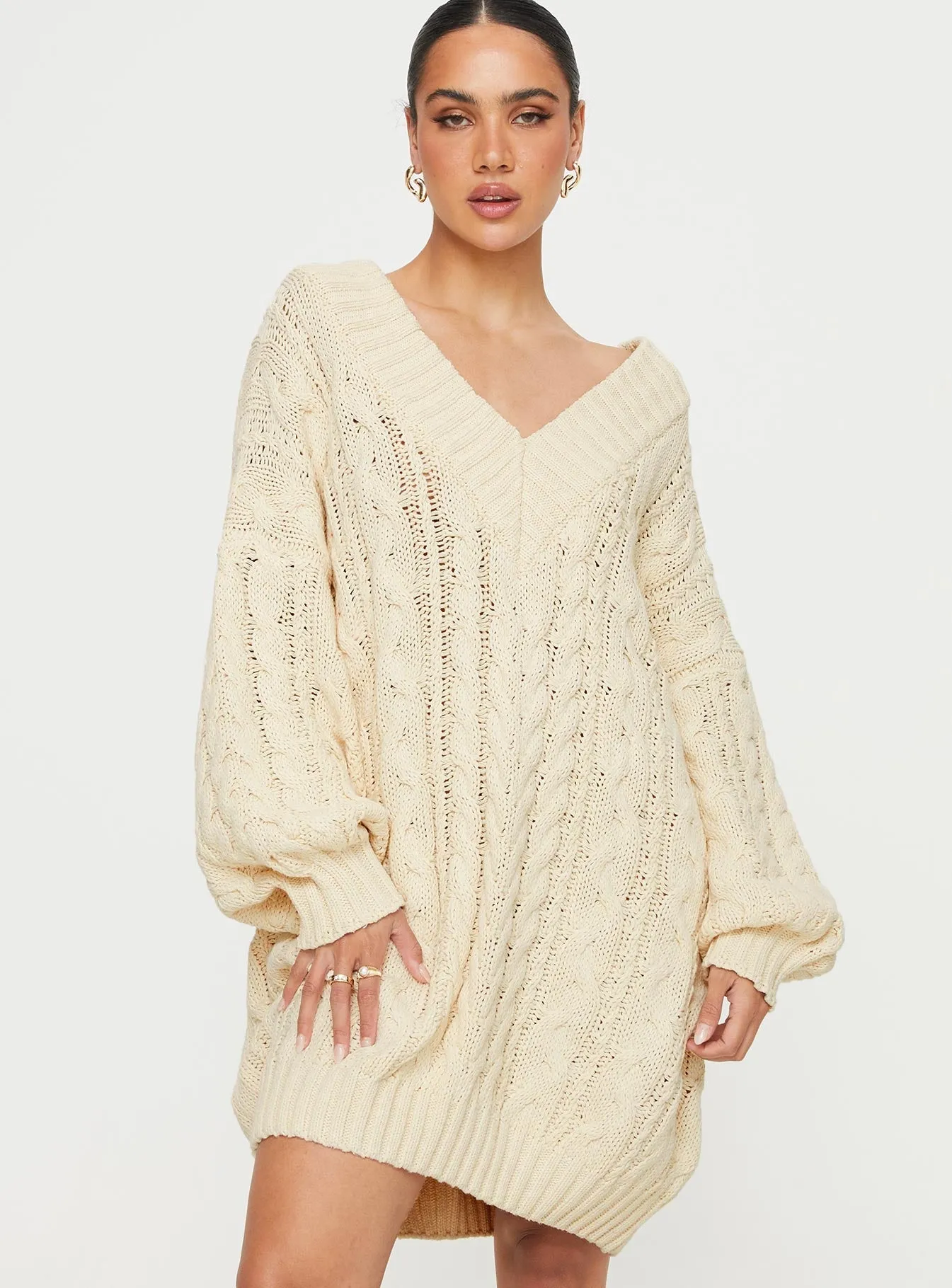 Show Glow Dravi Mini Sweater Dress Oatmeal