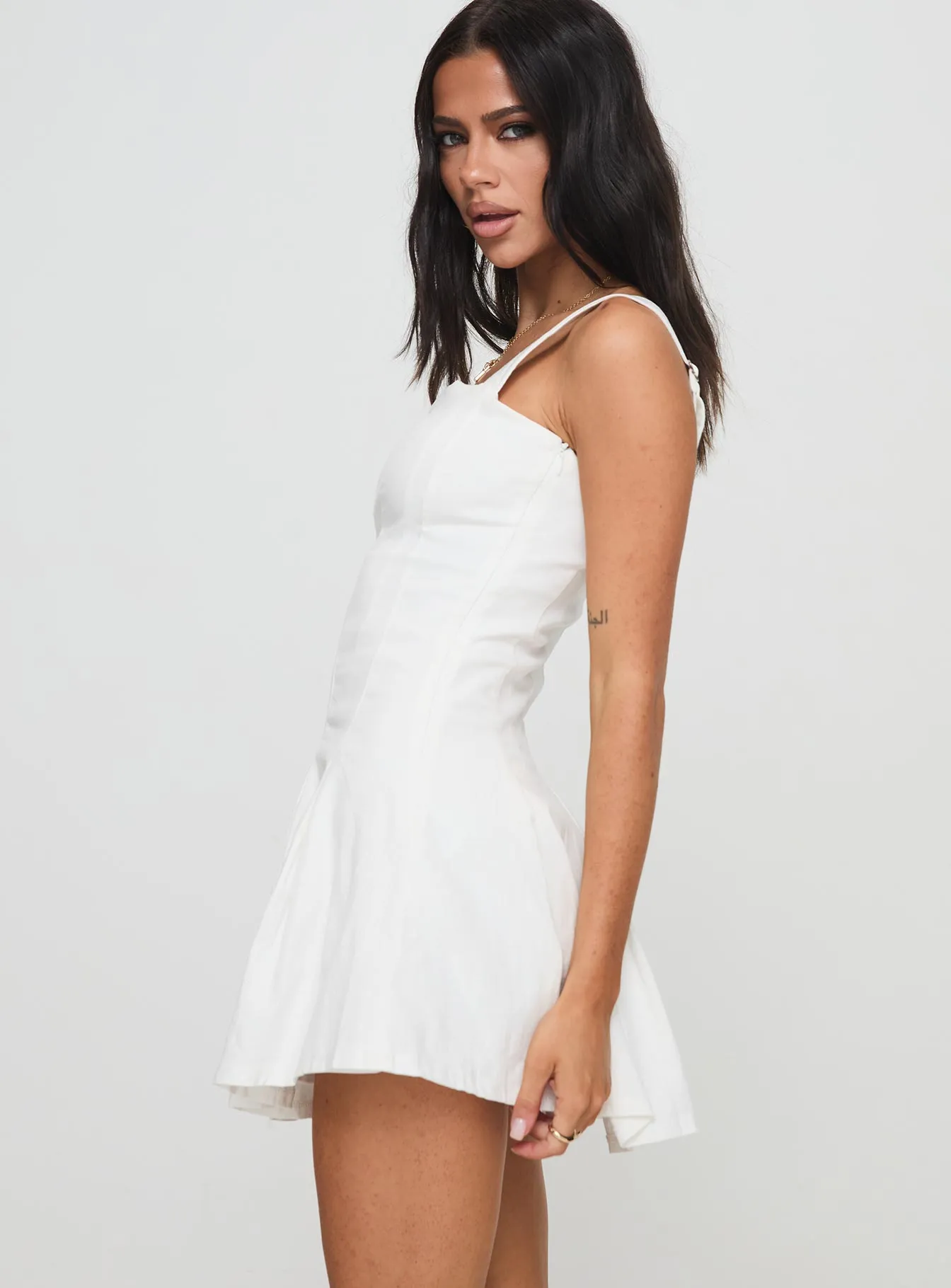 Bold Beauty Halliday Pleat Mini Dress White