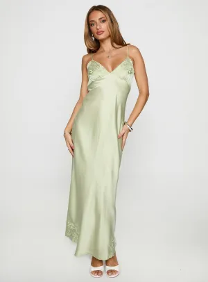 Cyrielle Embroidered Maxi Dress Sage Field Glow Heat Air