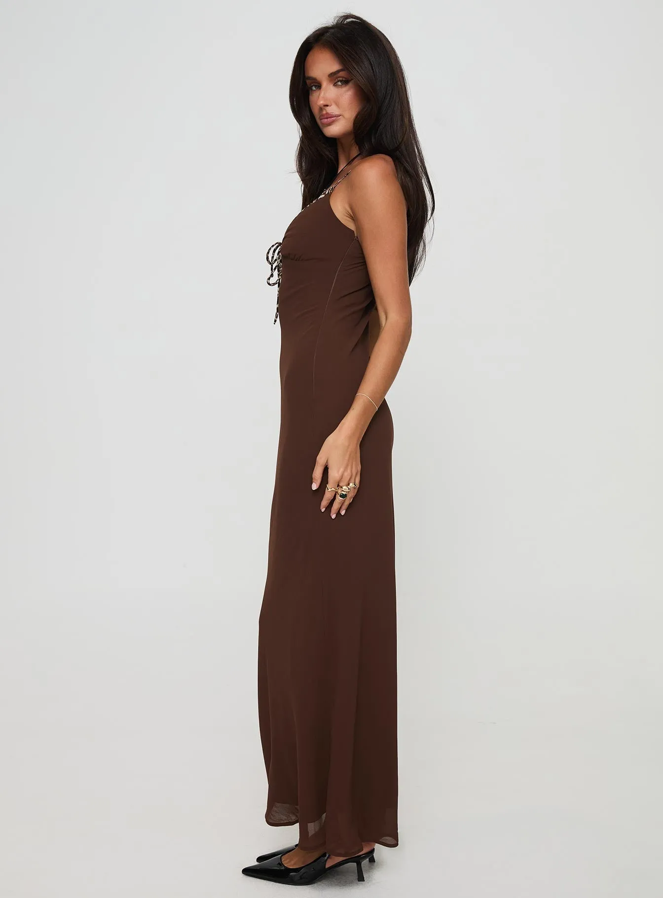 Moorey Maxi Dress Brown Metal Shine The versatile nature of this maxi dress allows for a range of styling possibilities from casual to chic