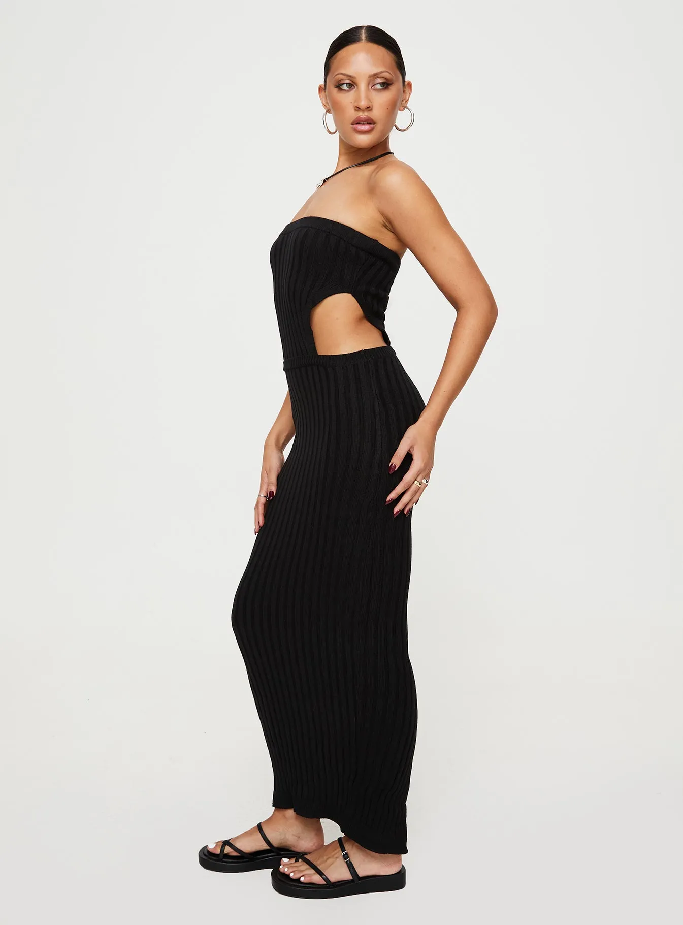 Sunlit Path Steel Glow Olia Maxi Dress Black