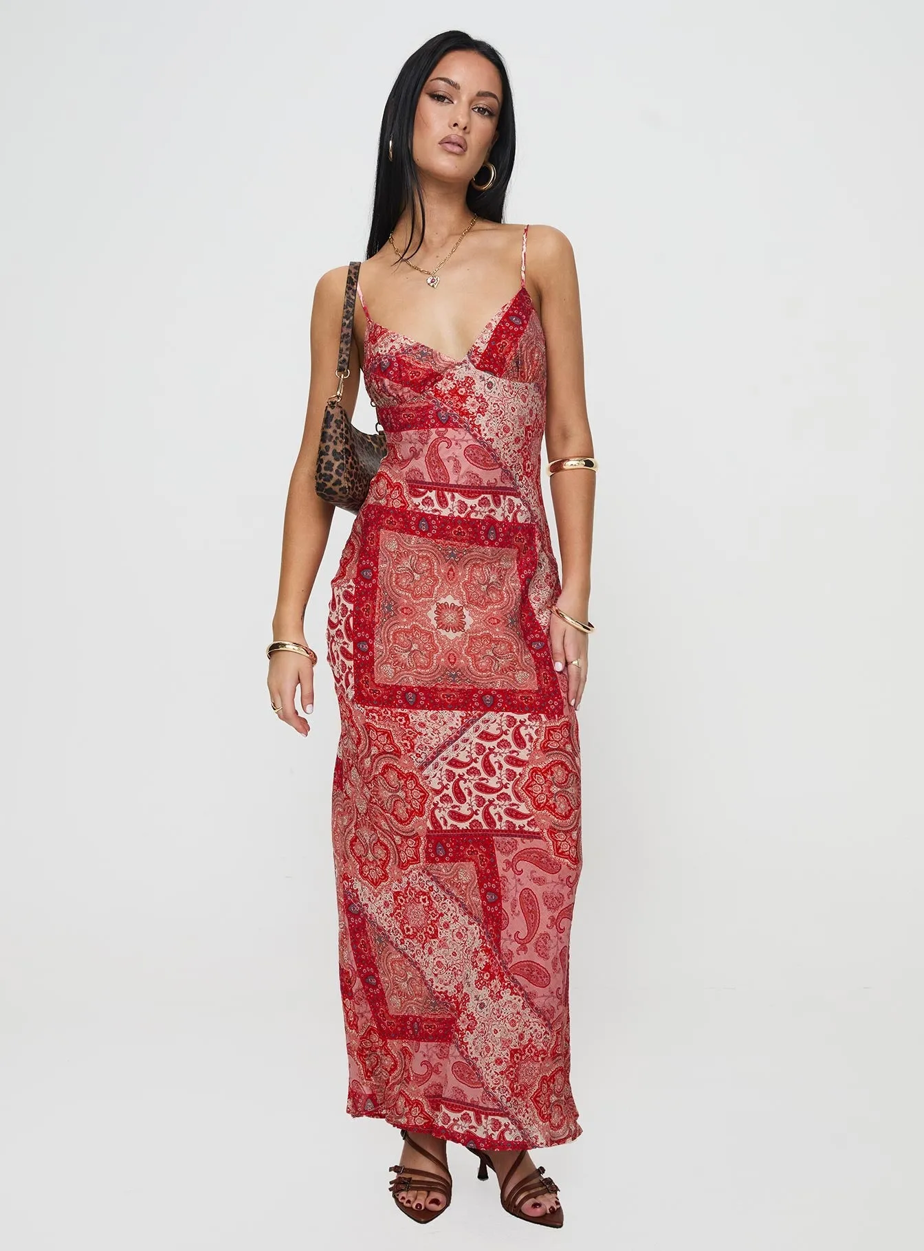 Court Path Sugar Plum Maxi Dress Red Paisley