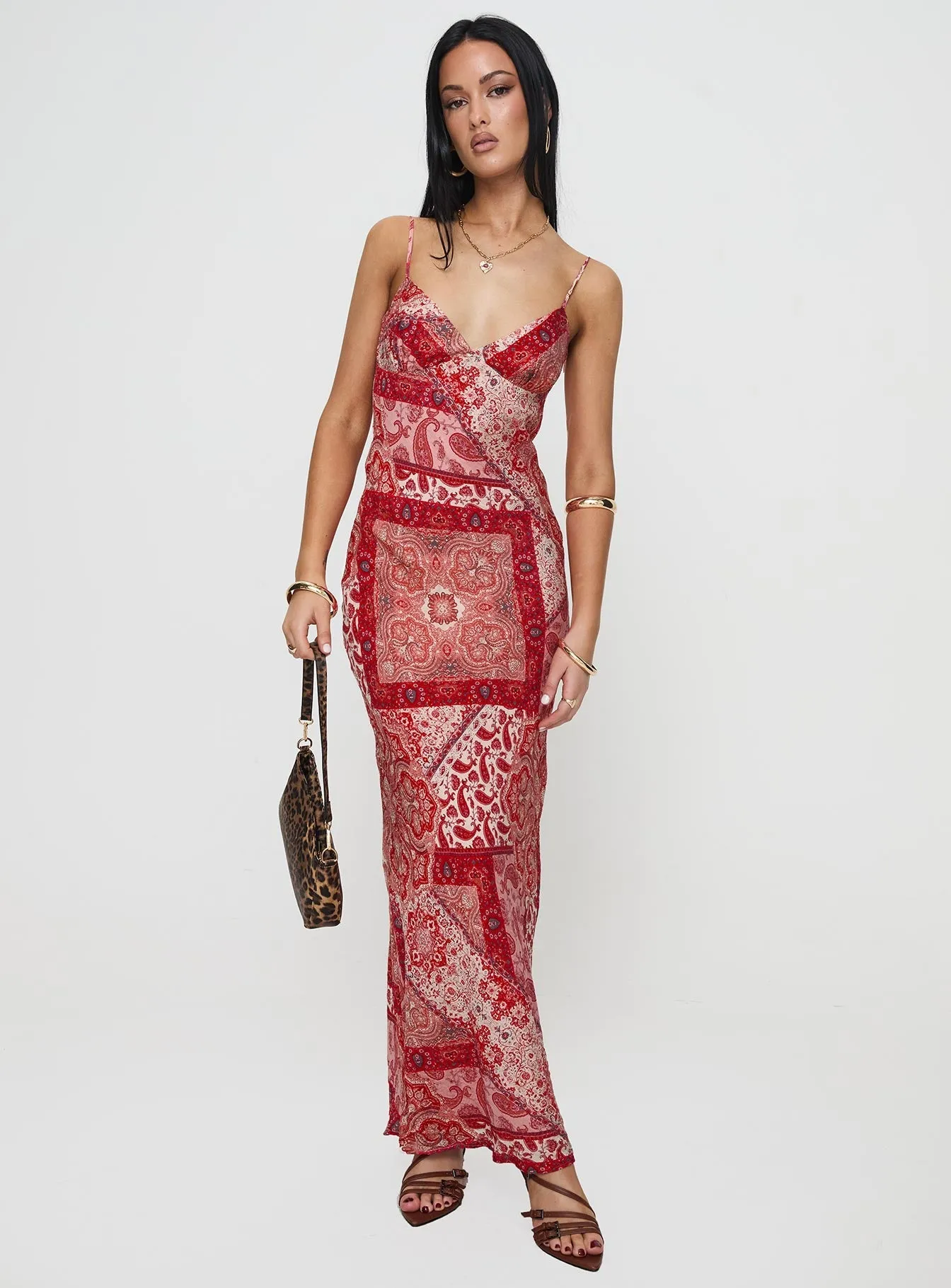 Sugar Plum Maxi Dress Red Paisley Comfortable casual maxi Stylish boho dress
