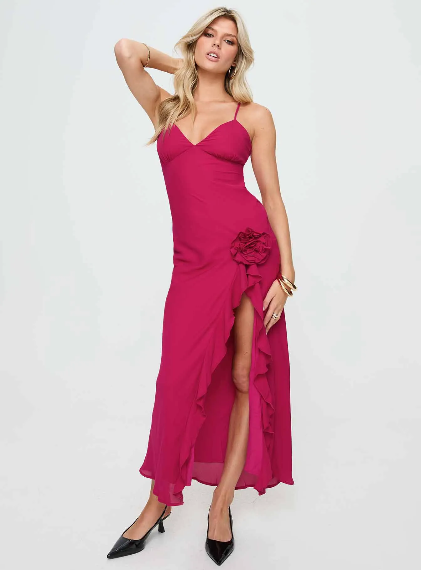 holiday vibe Metallic Pop Thalassa Maxi Dress Red