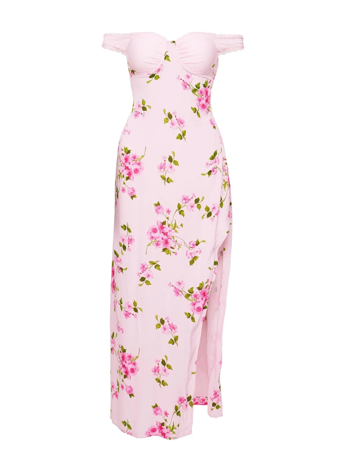 Emmeline Off The Shoulder Maxi Dress Pink Floral Poetic Move With its soft fabric and elegant cut this dress is perfect for all-day wear