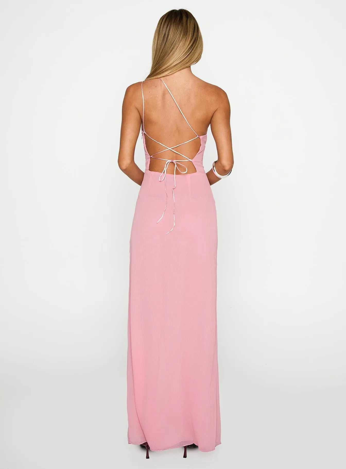 Calm Mind Life Soft Kiss Of Life Chiffon Maxi Dress Pink
