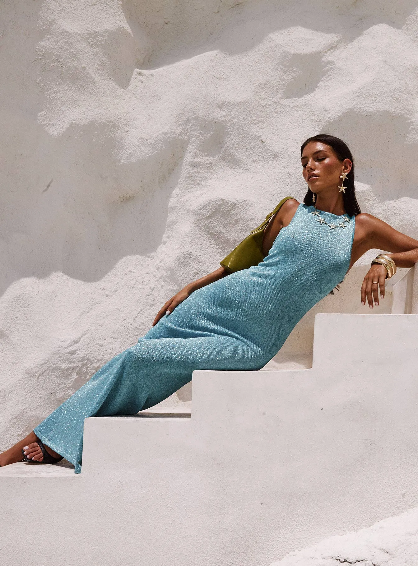 Bronze Glow Tourista Maxi Dress Blue