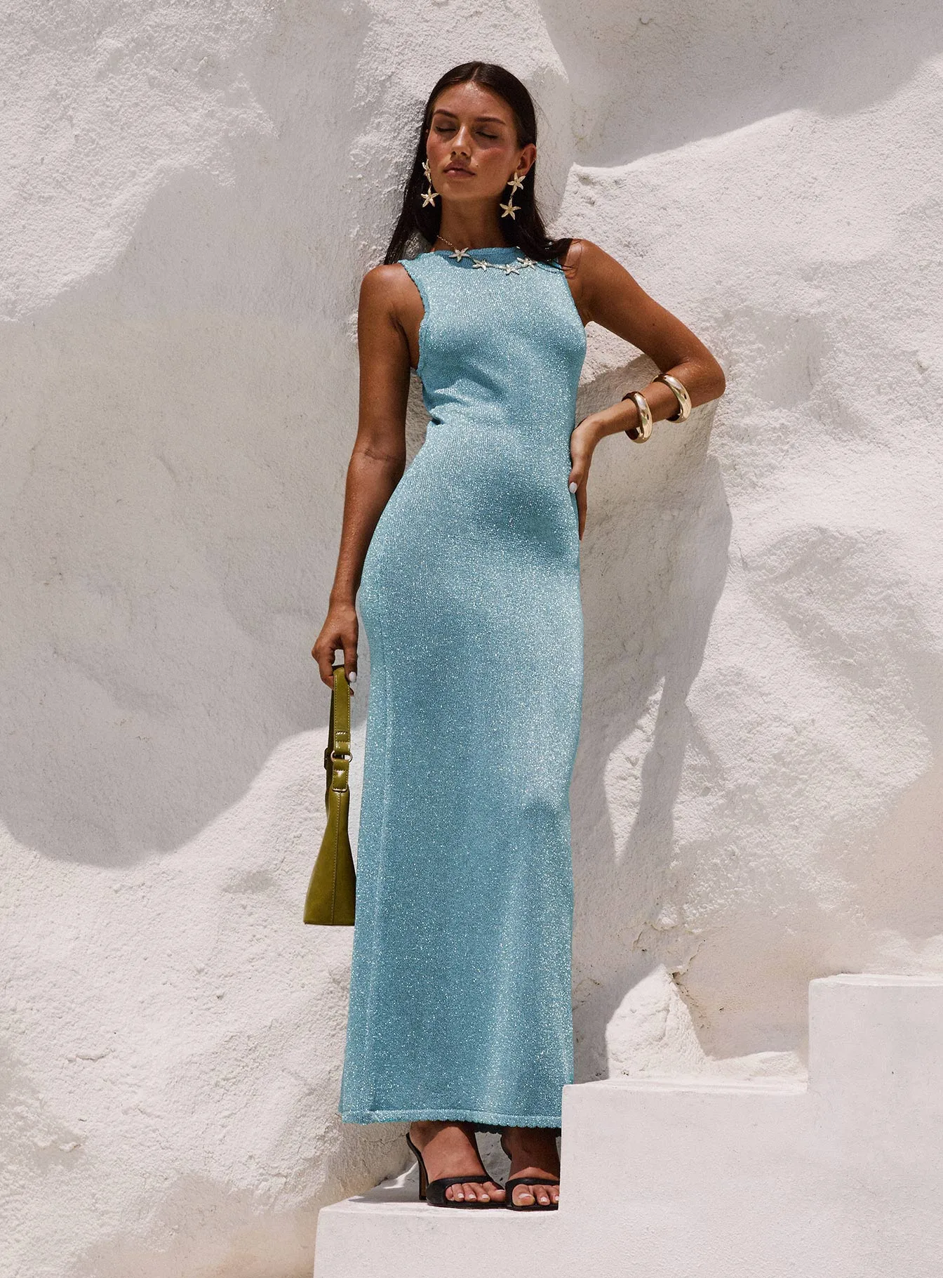 River Walk Lace Panel Tourista Maxi Dress Blue