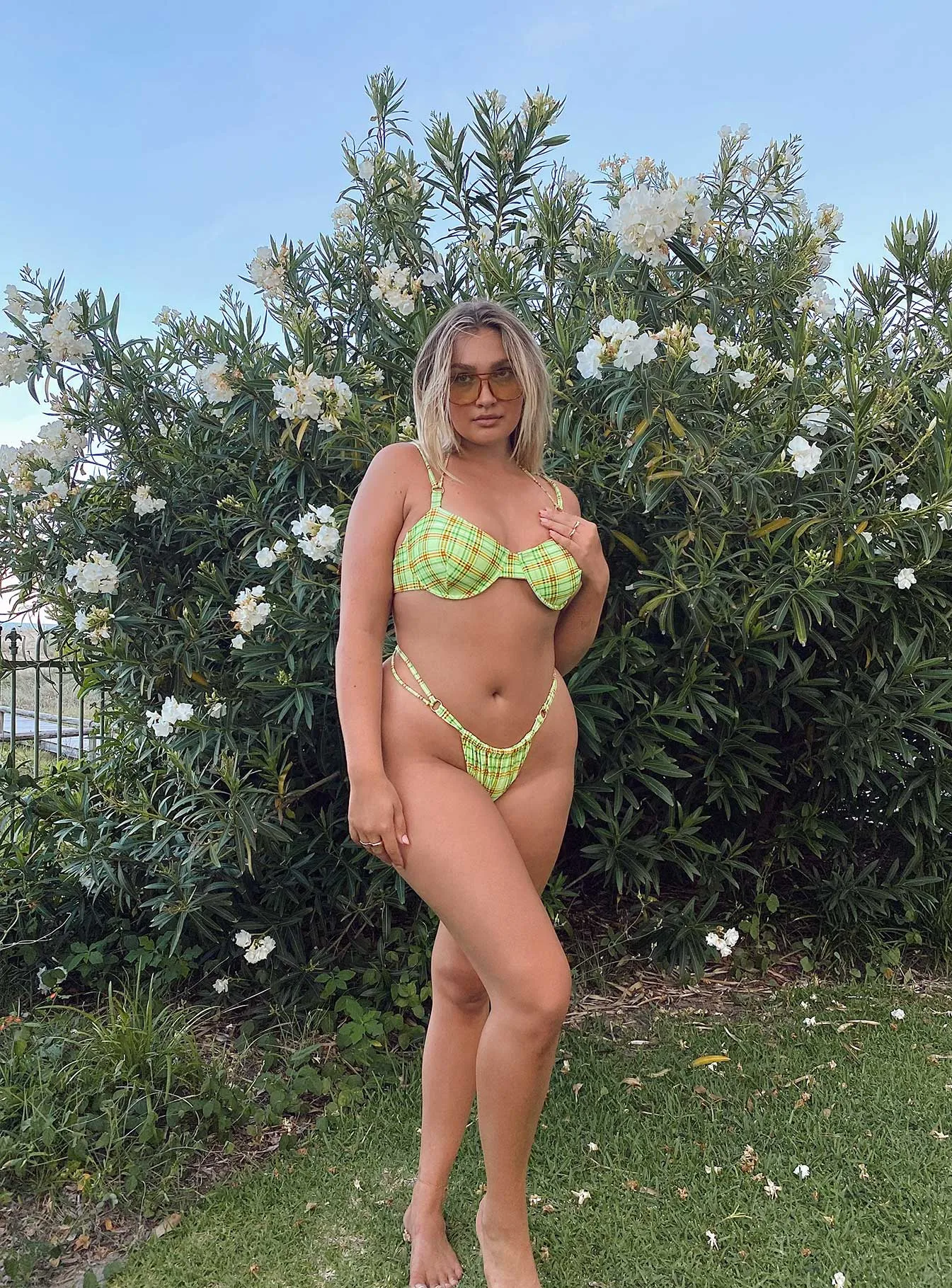 Kylie Bikini Bottoms Green Zero Gravity Fit Quick Access Side Pockets