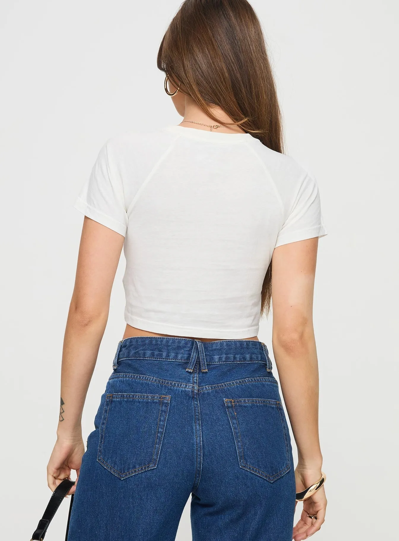 Take Me To Paris Baby Tee White crew neck