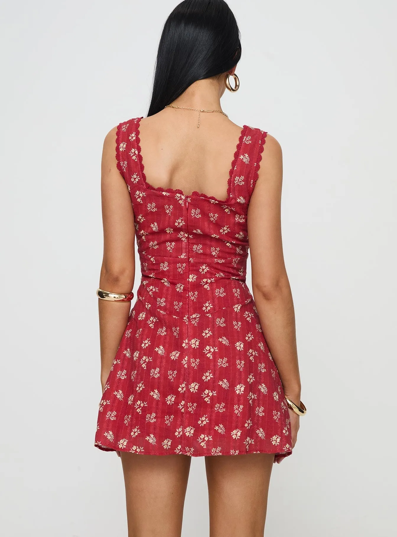 Dasha Mini Dress Red Floral Oversized Pocket quick dry