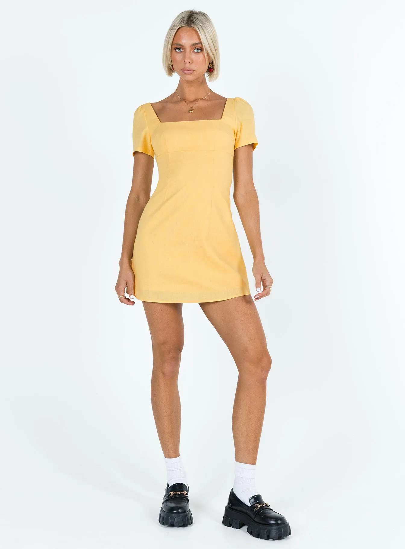Bright patterned mini for spring Urban Star Hastings Mini Dress Yellow
