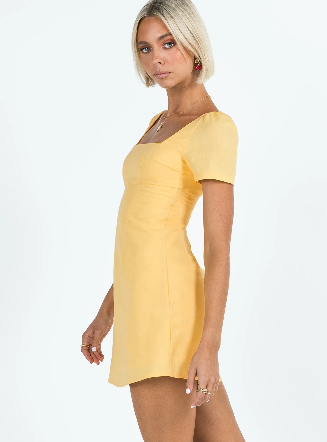 Hastings Mini Dress Yellow Simple Chic Fresh Look