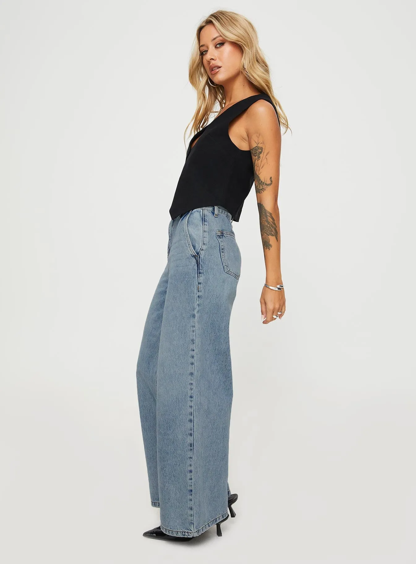 Jewelz High Rise Wide Leg Jeans Light Wash City Walk Casual Friday