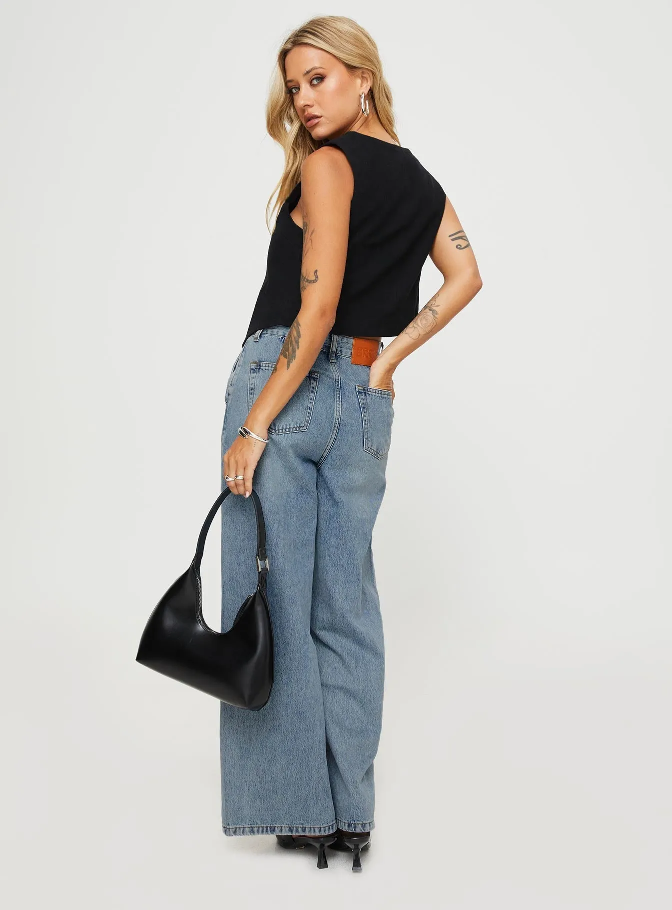 Unisex Outfit Trend Friendly Jewelz High Rise Wide Leg Jeans Light Wash