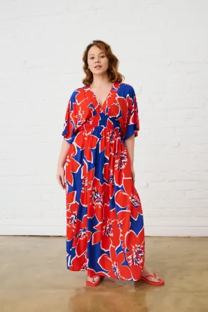 HiddenZipperClosure Graphic Bloom Maxi Kaftan Dress