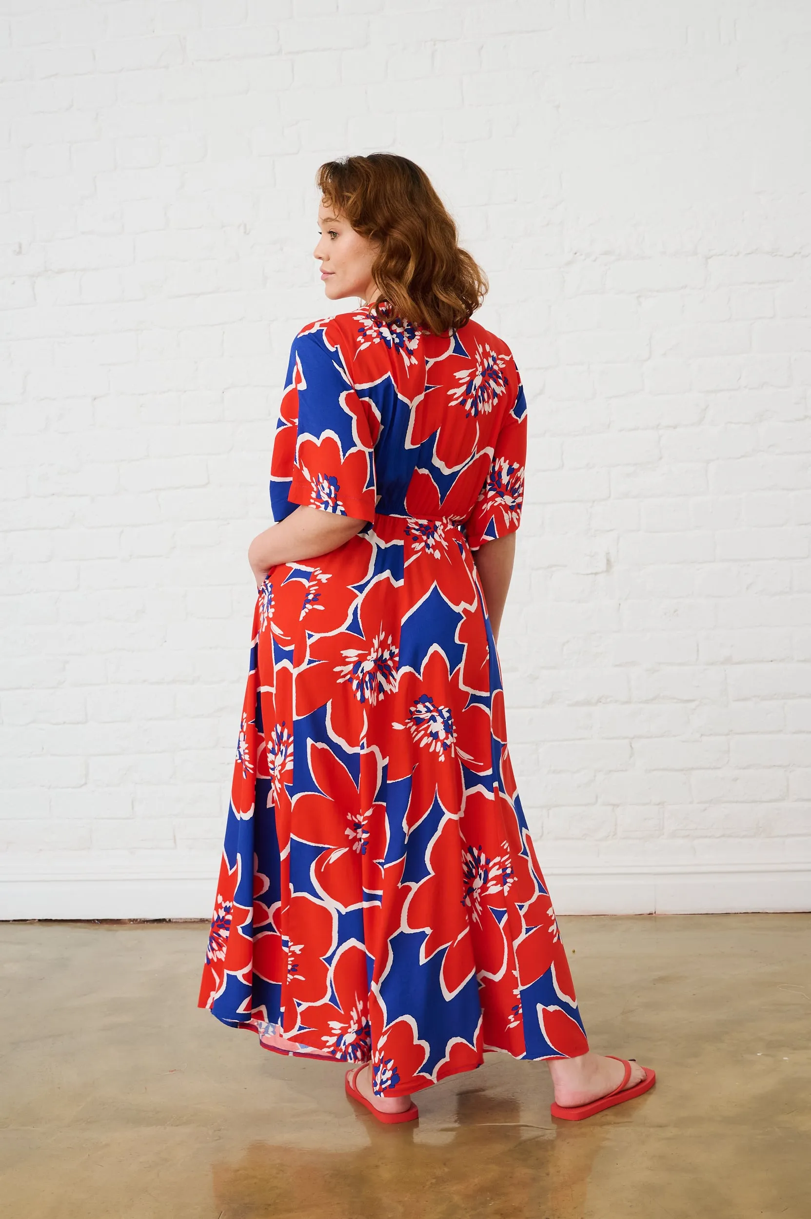 Graphic Bloom Maxi Kaftan Dress LowMaintenanceMaterial