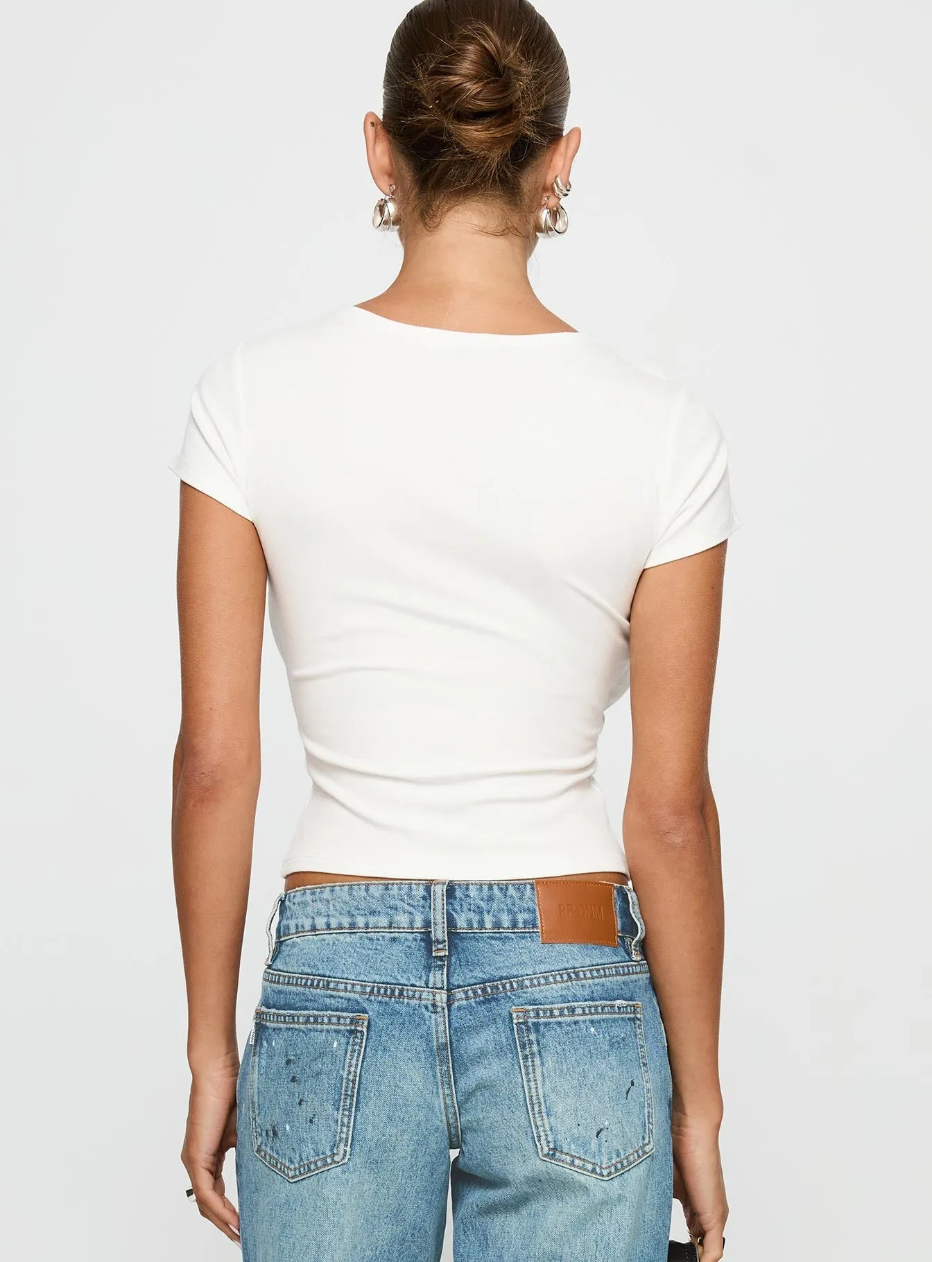 We Could Go Lace Detail Top White Playful Design Cool and casual