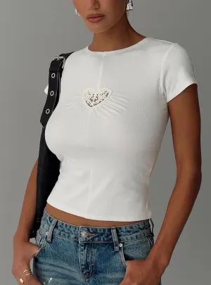 BreathableMaterial We Could Go Lace Detail Top White