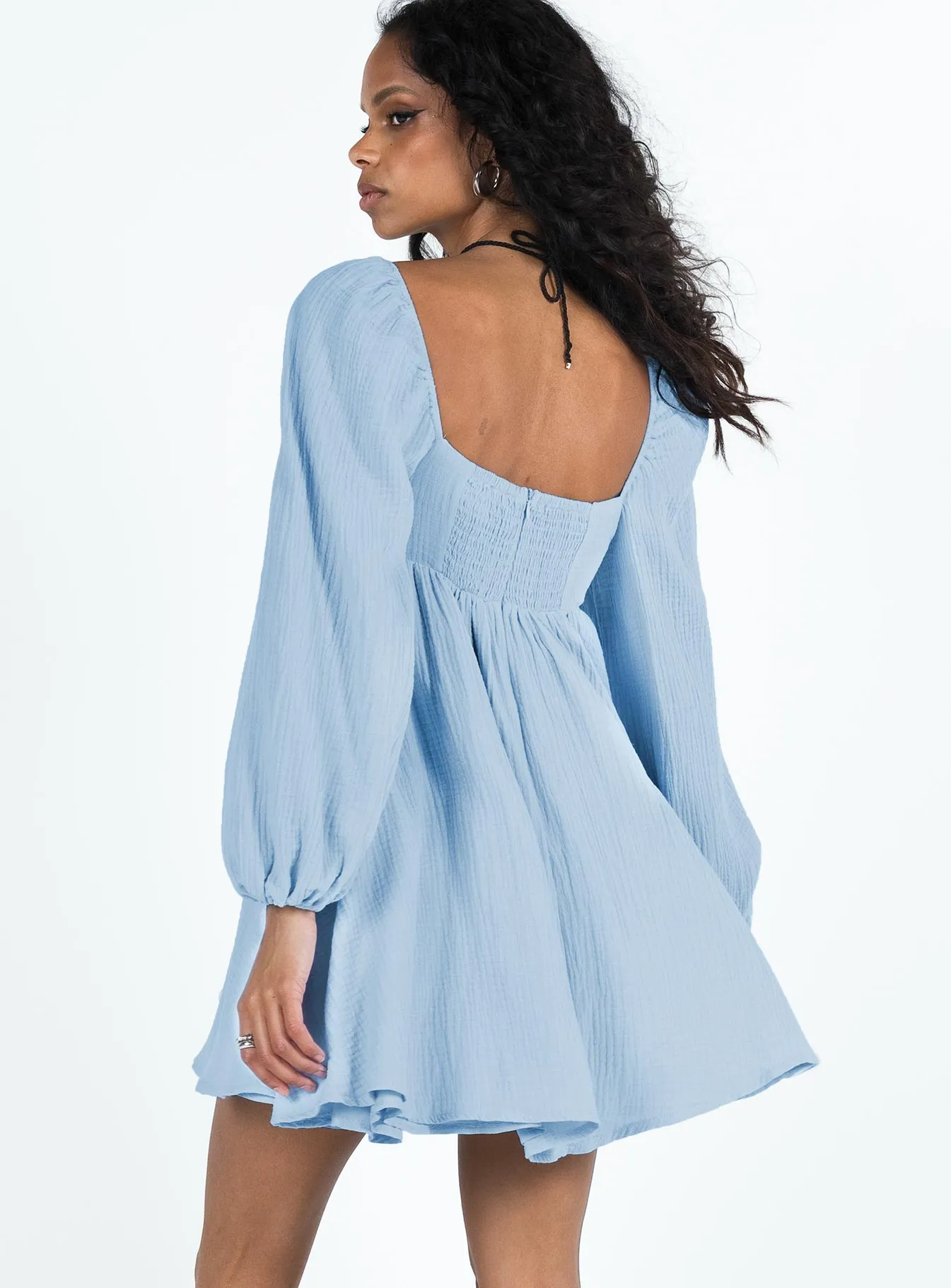 Stage Light On Trend Lorna Long Sleeve Mini Dress Blue