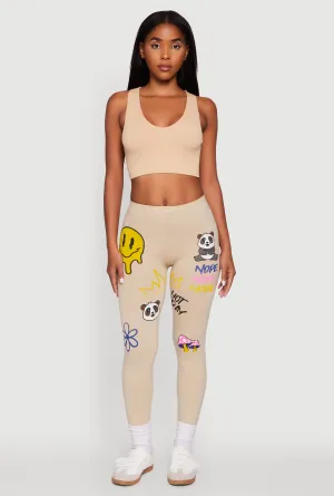 Panda Nope Not Today Graphic Leggings Dance Studio Extra Soft Mid Rise Support