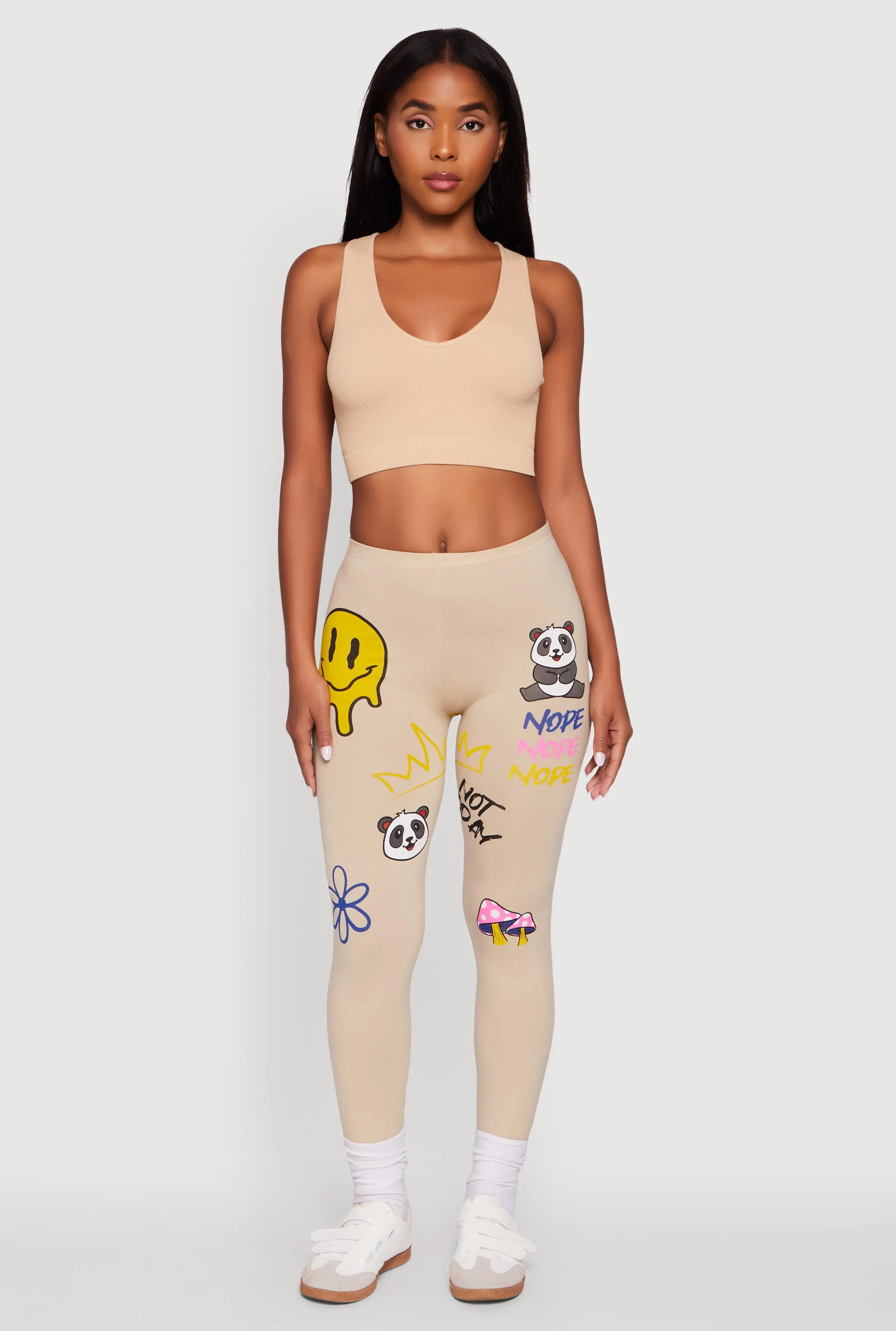 Panda Nope Not Today Graphic Leggings Dance Studio Extra Soft Mid Rise Support
