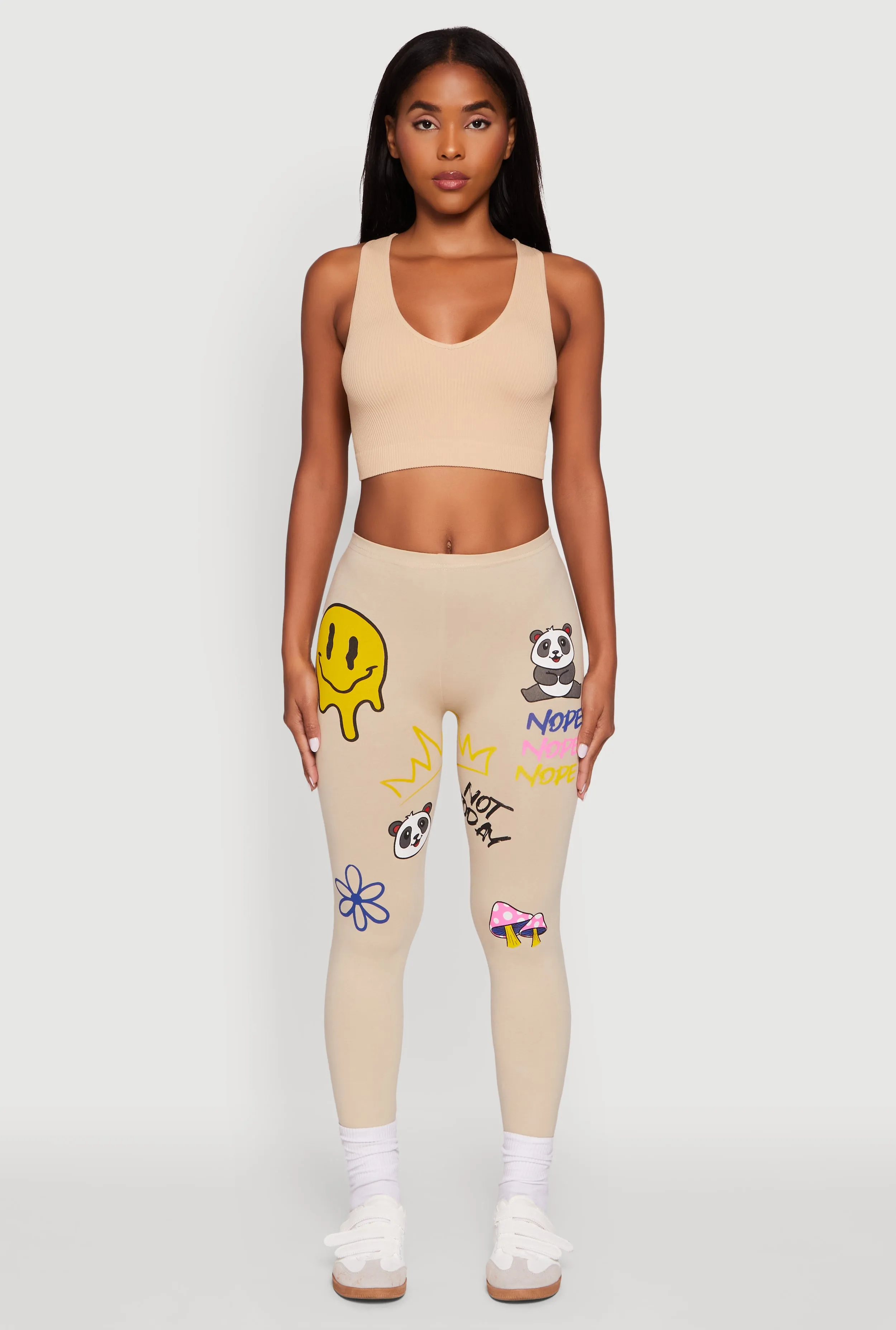 Panda Nope Not Today Graphic Leggings Slim Silhouette