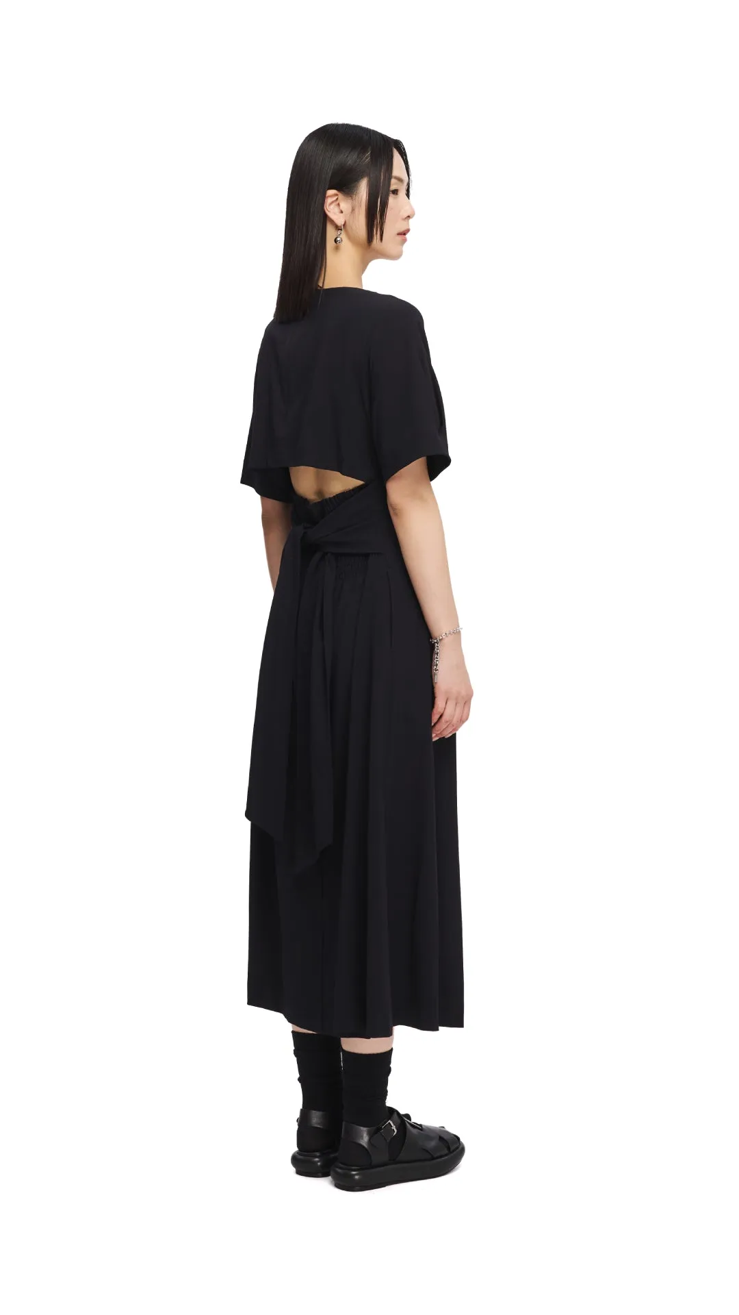 Back Ribbon Maxi Dress Airtight Zipper