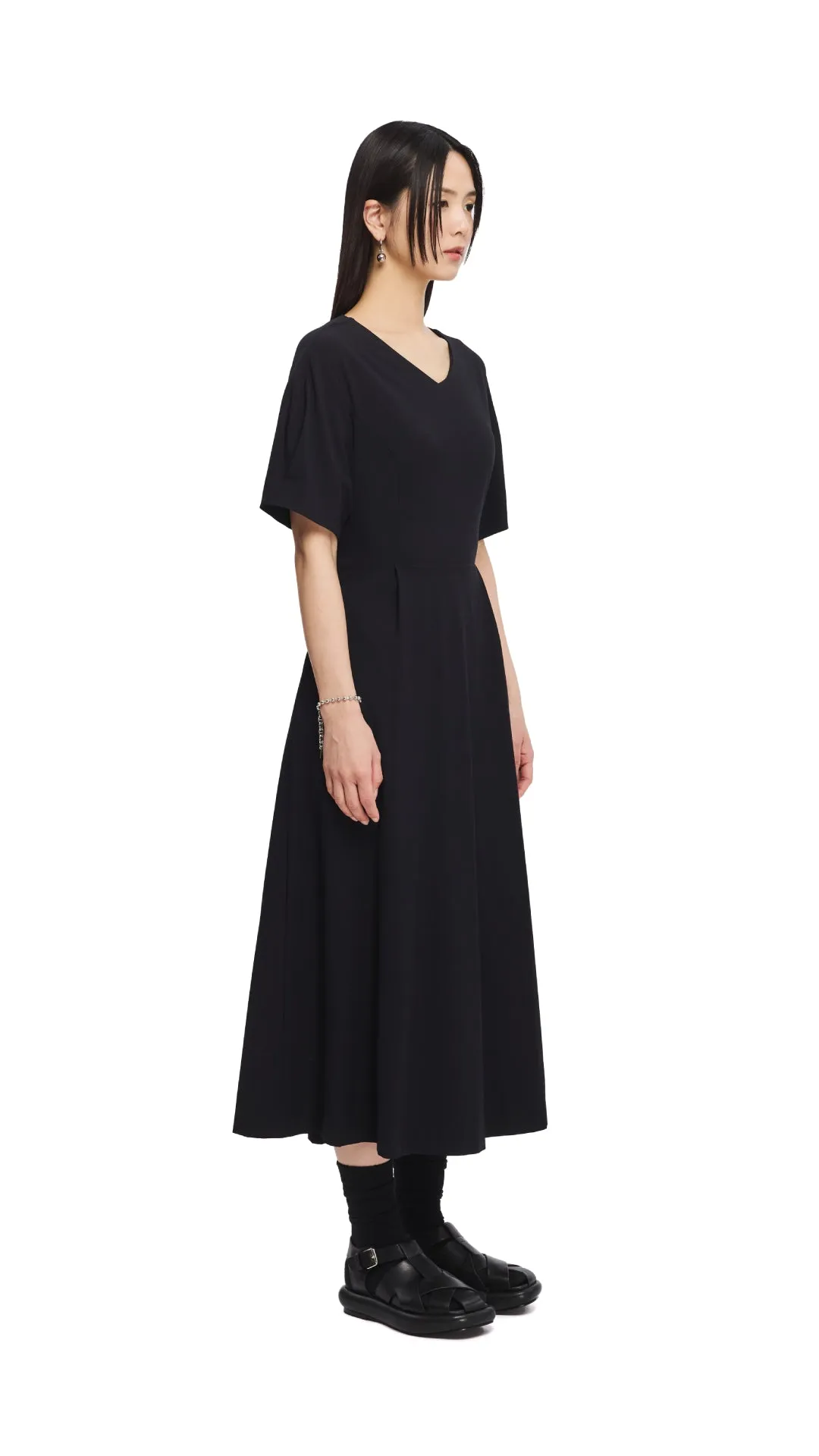 SheerLayeredPanels Thermal Insulation Back Ribbon Maxi Dress