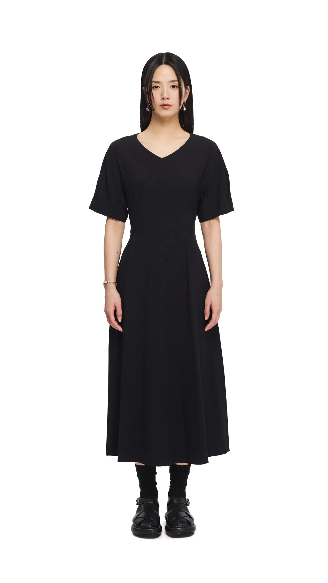 Back Ribbon Maxi Dress WrinkleFreeFabric DurableReinforcedElbow