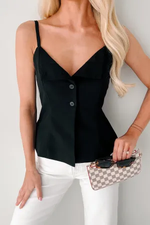 Watch Me Succeed Split Hem Buttoned Tank Top (Black) low altitude use Durable Stitching