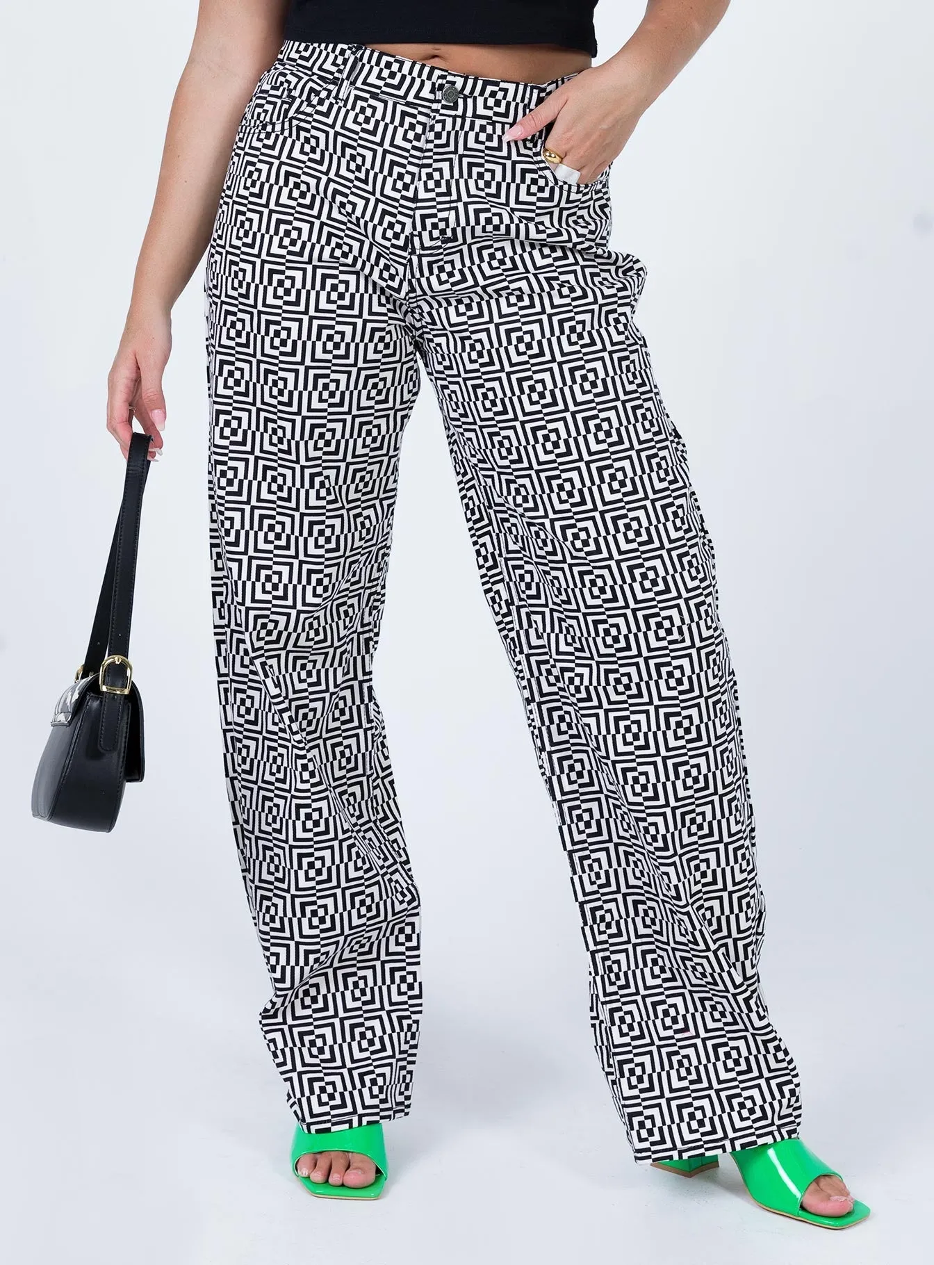 Motel Parallel Jeans Optic Square Black / White Stretch Holiday Vibes Streetwear Fan