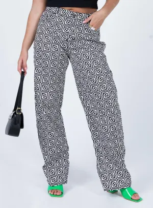 Motel Parallel Jeans Optic Square Black / White Stretch Holiday Vibes Streetwear Fan