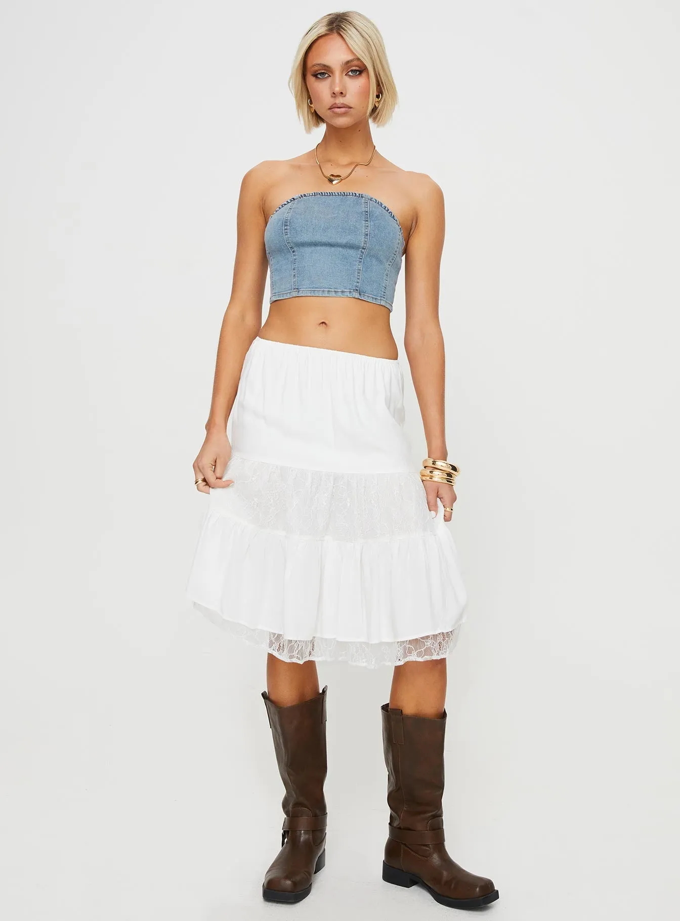 Roderick Strapless Denim Top Blue Everyday Look
