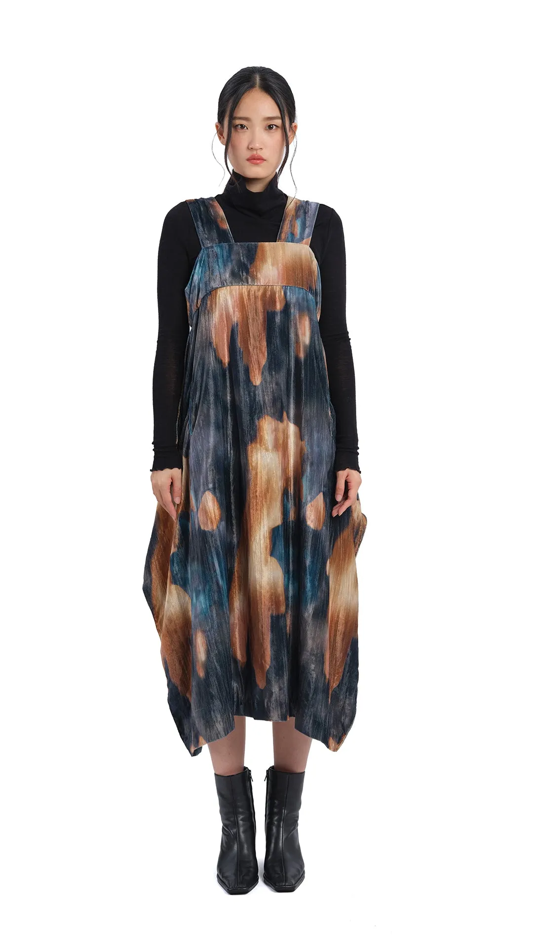 Watercolour Graphic Velour Printed Dress Tech Edge