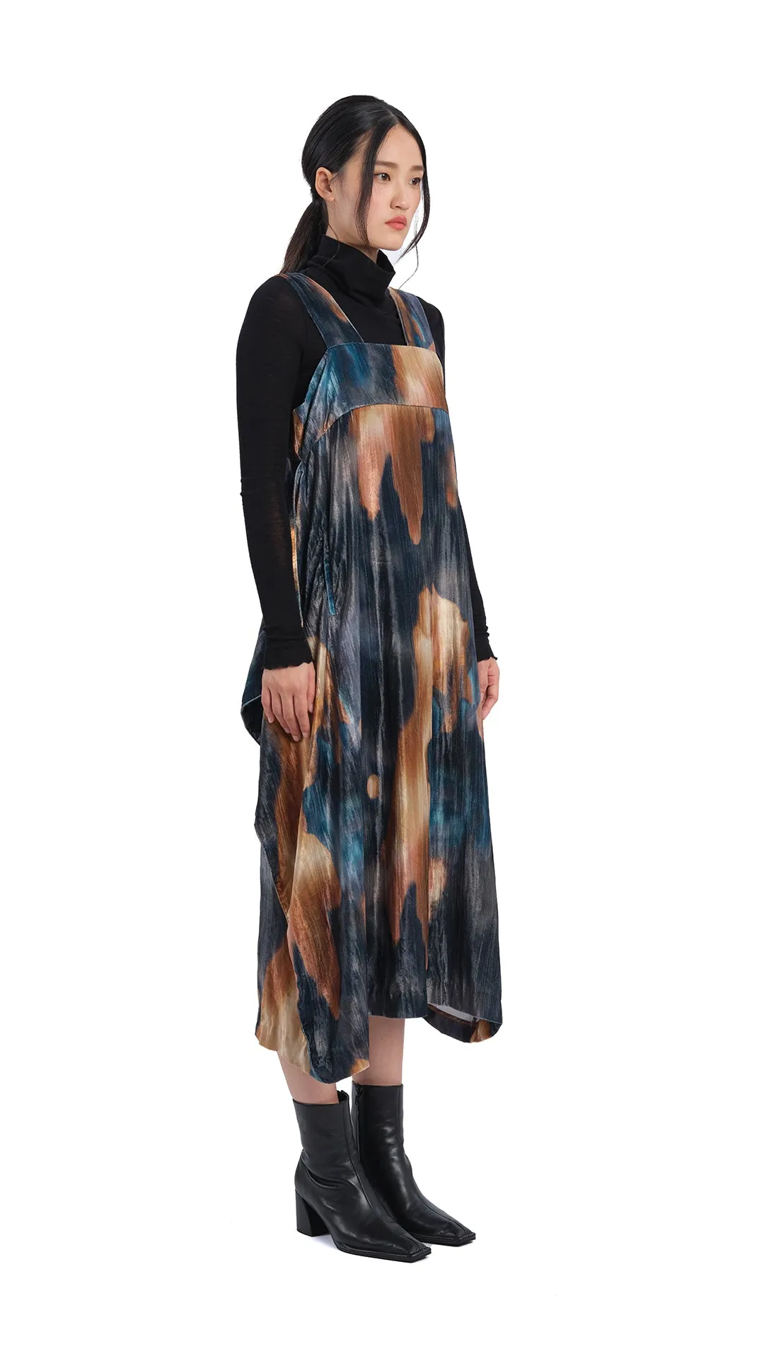 MoistureWicking Fabric Watercolour Graphic Velour Printed Dress