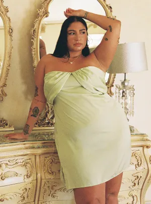 Irena Strapless Mini Dress Green Curve Stage Glow Trend Edge