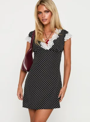 Playful youthful dress Julienne Mini Dress Black / Polka