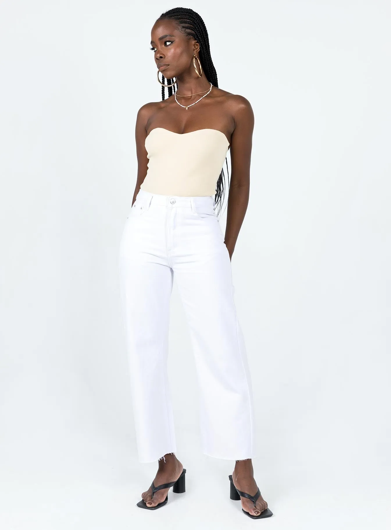 Cece Hammer Wide Leg Jeans White Winter Fashion