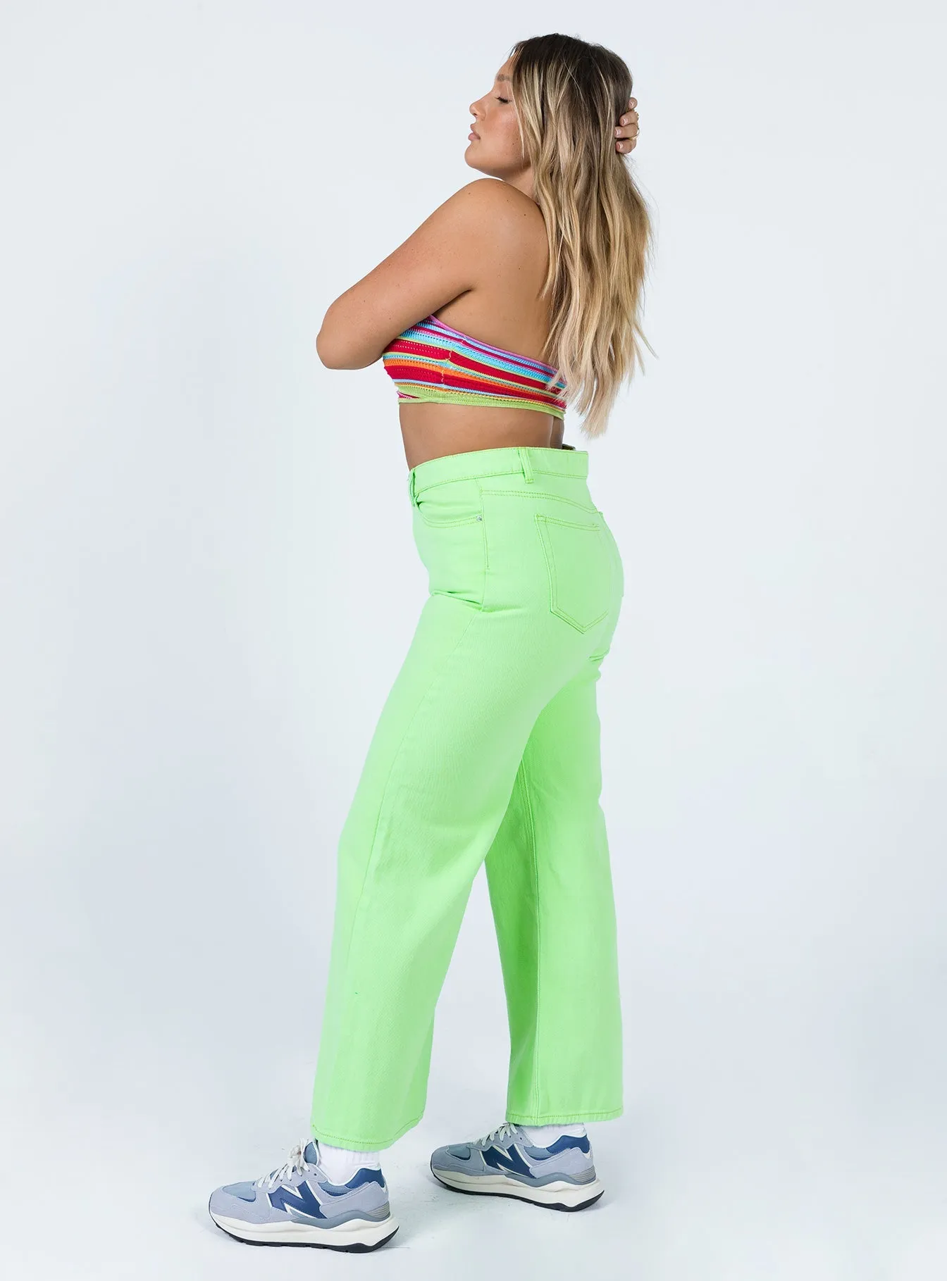 Denver Denim Jeans Lime Green Fashion Routine Anti Static Material Blend