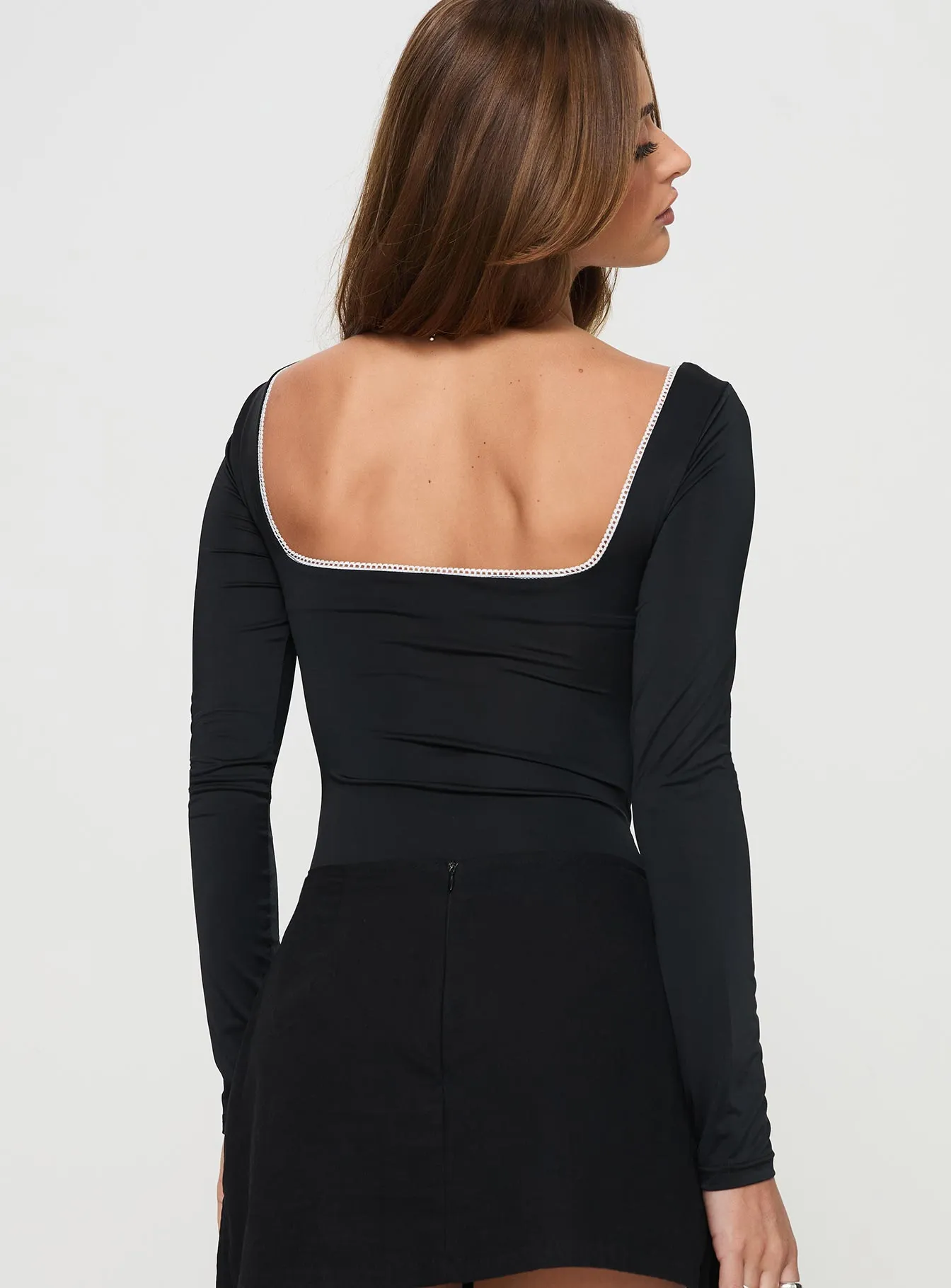 Keating Long Sleeve Bodysuit Black Cool Simple Basic Active